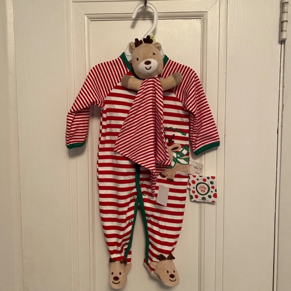 New Little Me My First Christmas Sleeper (3 months) and Reindeer Lovey Baby Set - Picture 1 of 3
